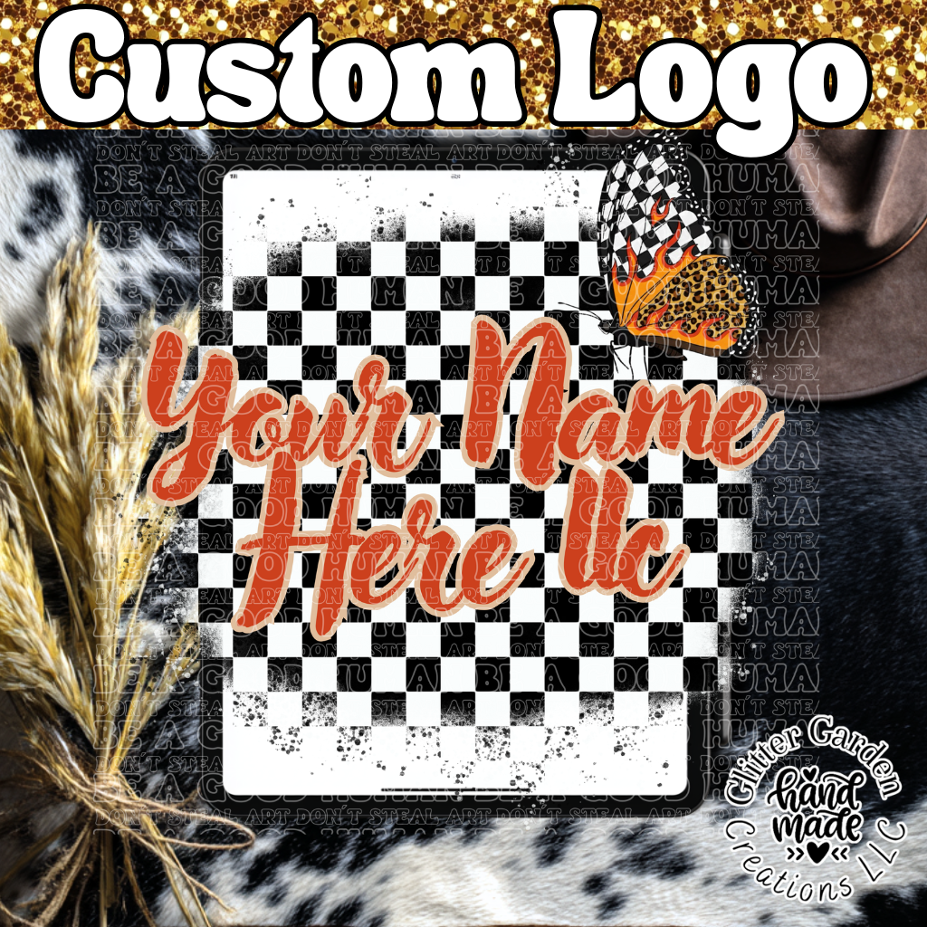 Custom Retro Logo- Check Butterfly
