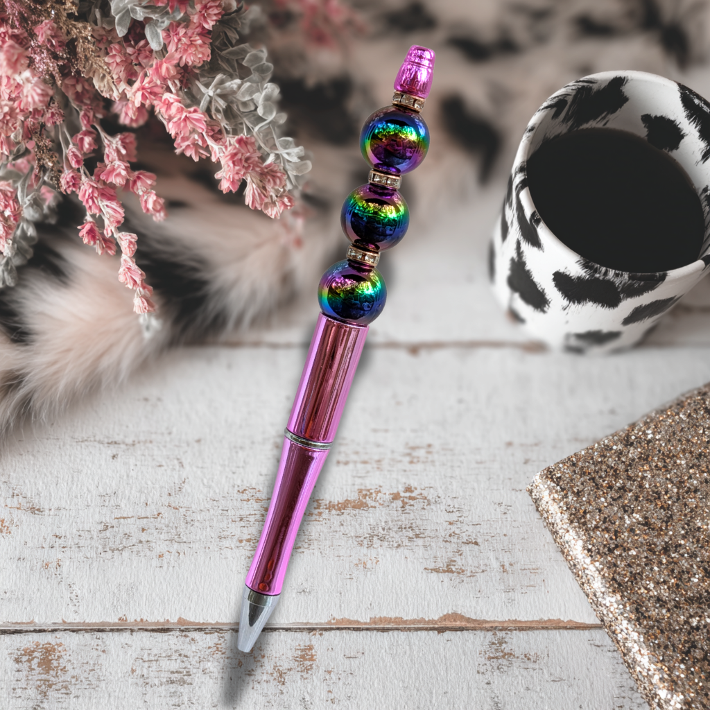 Oil slick beaded pen