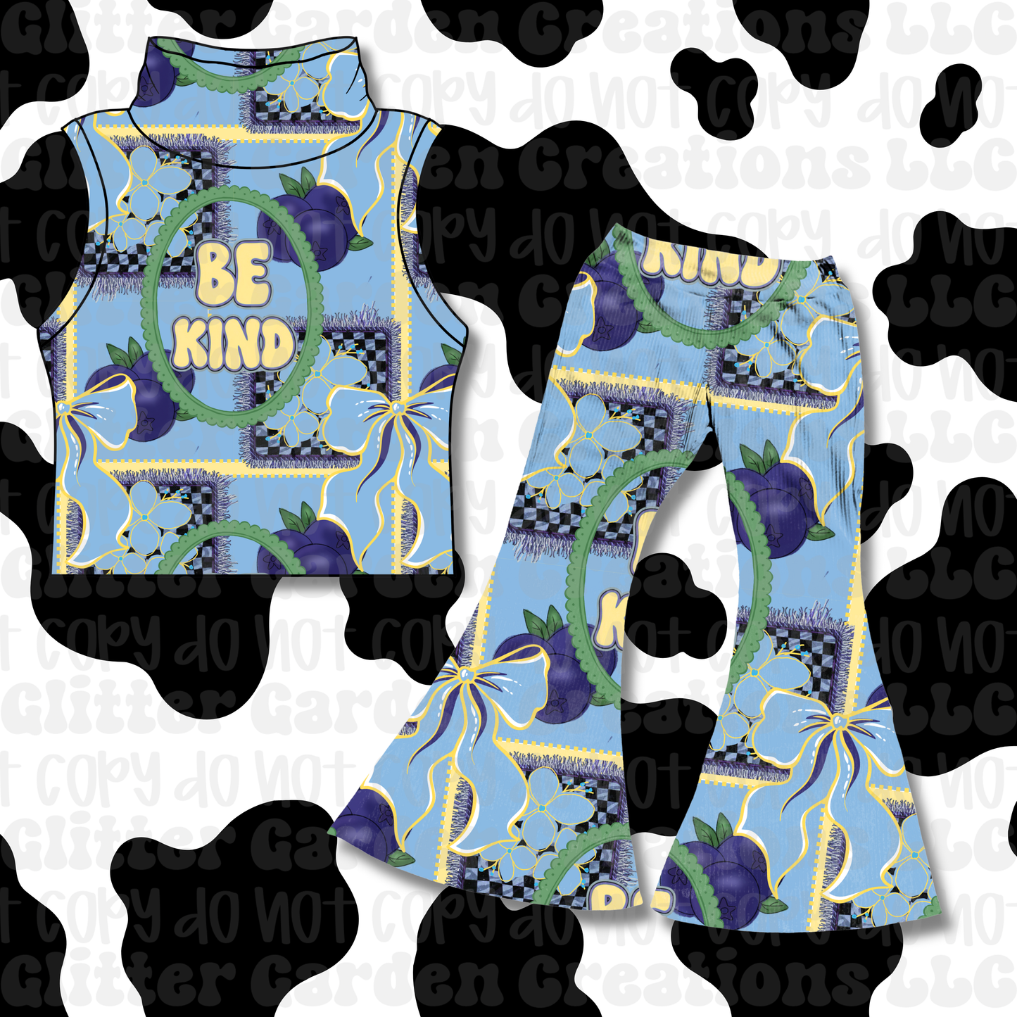 Be Kind Blueberries Seamless Pattern