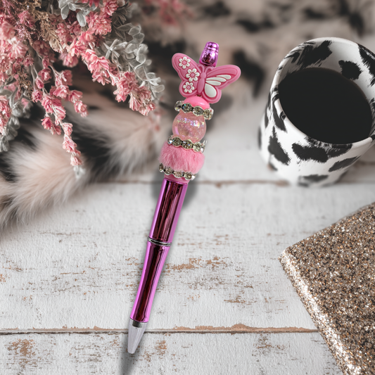 Pink butterfly pen