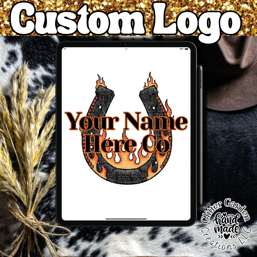 Custom Western Logo- Horse Shoe Flames