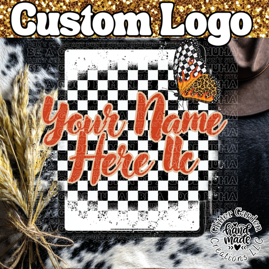 Custom Retro Logo- Check Butterfly
