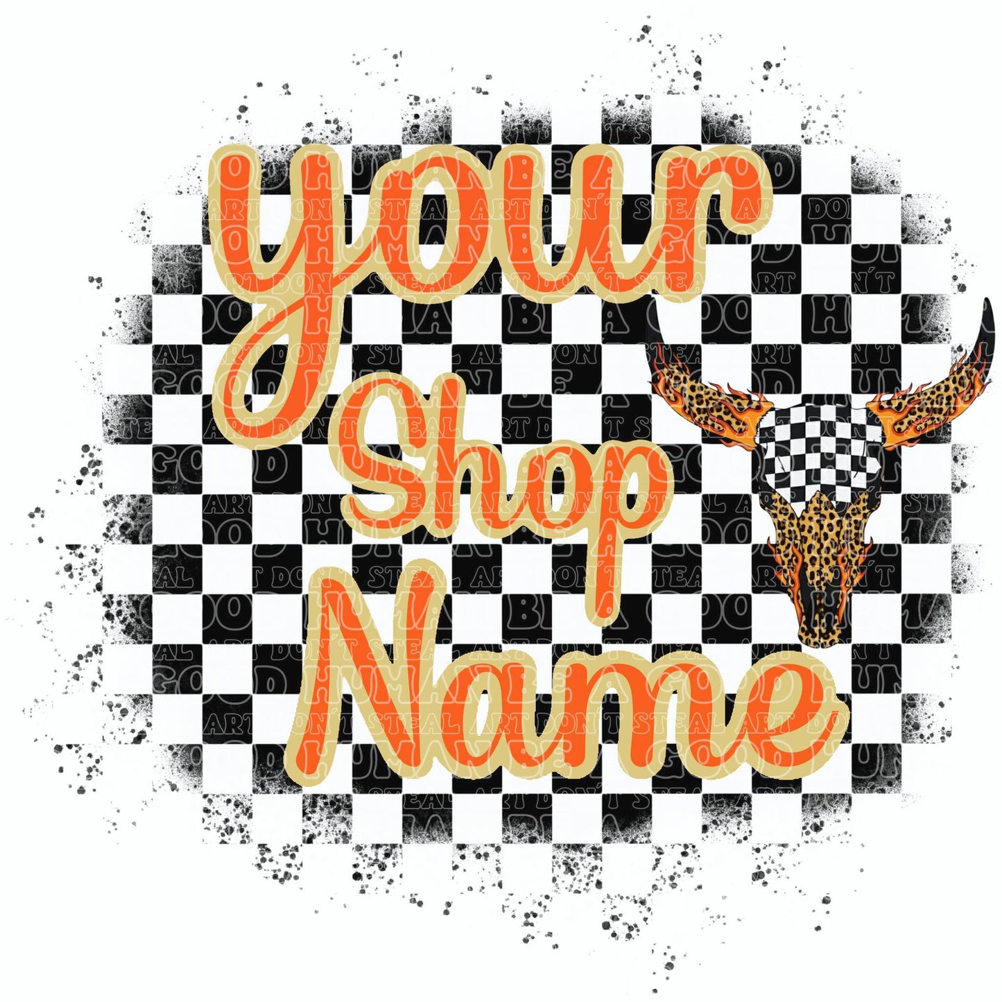 Custom Retro Western Logo - Bull Skull