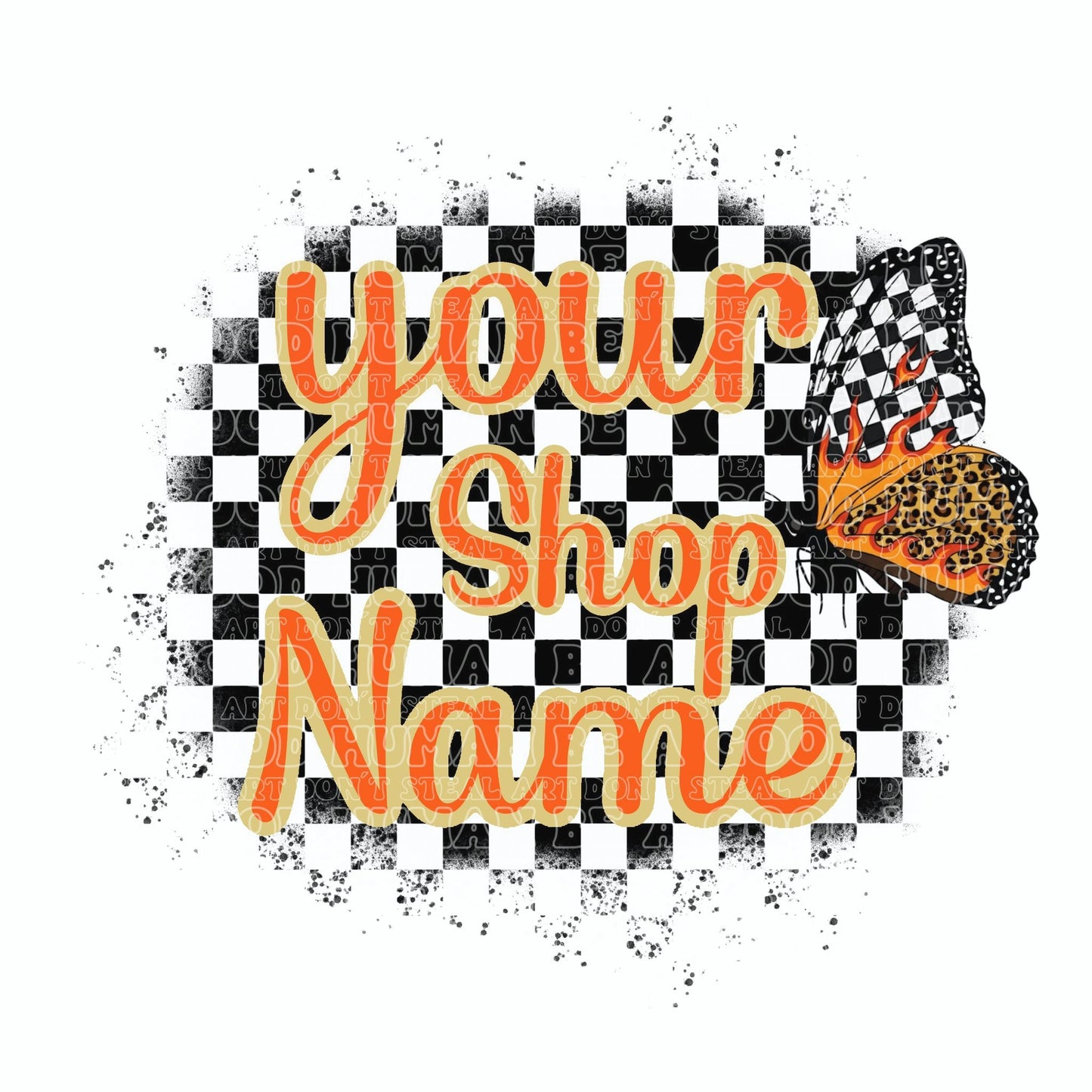 Custom Retro Western Logo- Butterfly