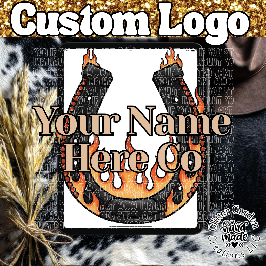 Custom Western Logo- Horse Shoe Flames