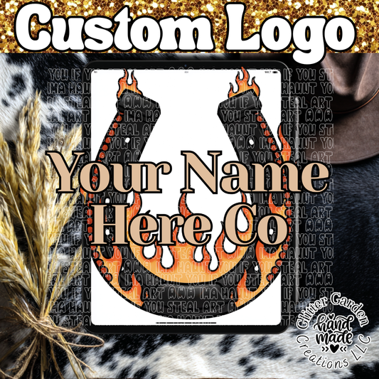 Custom Western Logo- Horse Shoe Flames