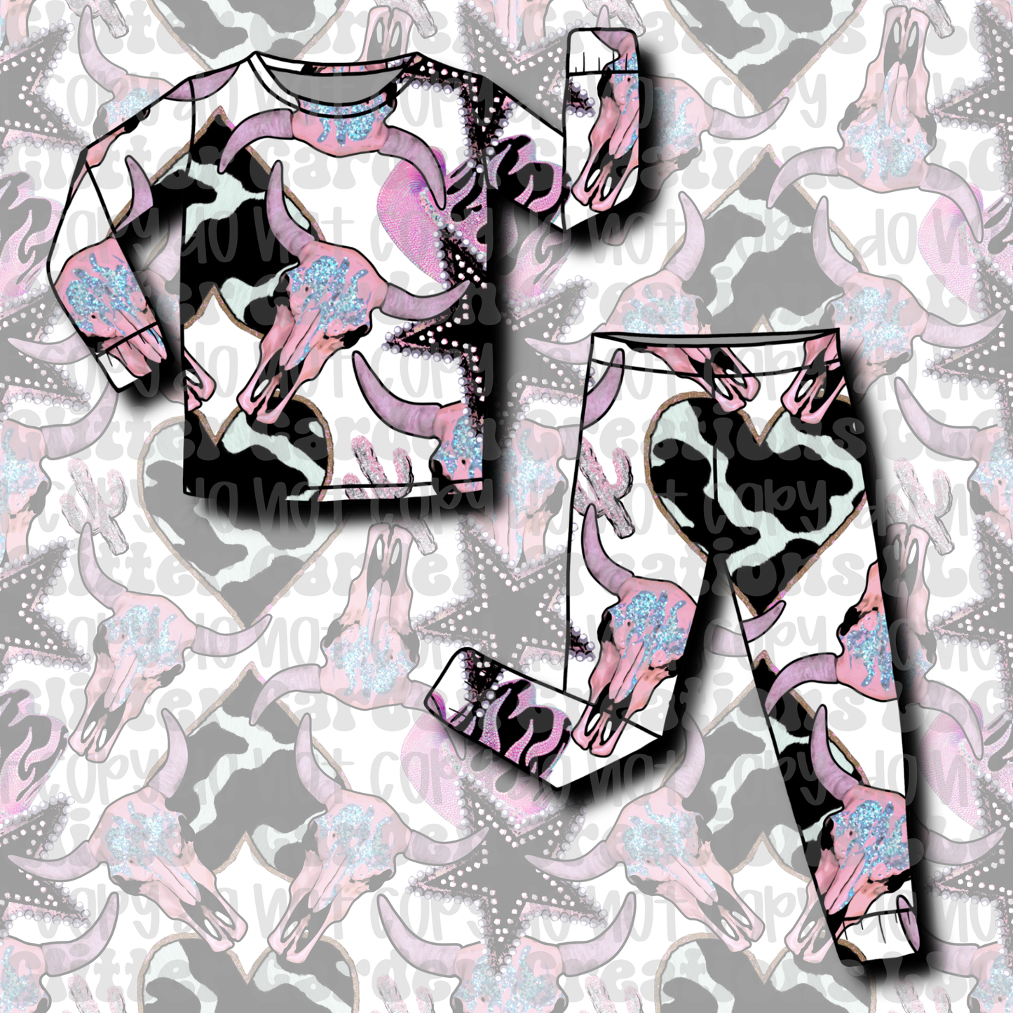 Bull Skull Glam Seamless Pattern