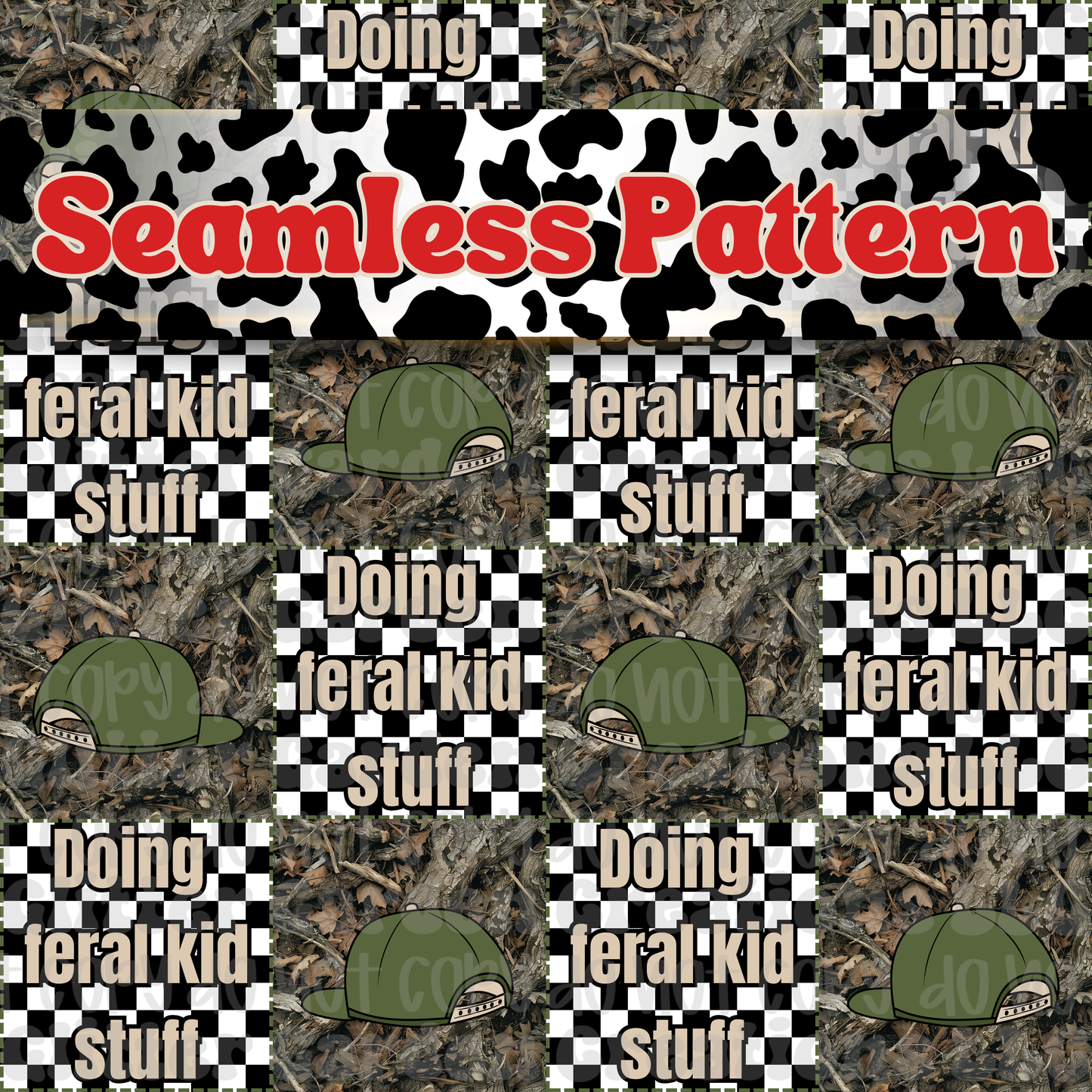 Doing Feral Kid Stuff Seamless Pattern