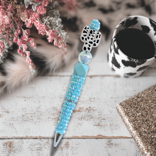 Cow print cactus pen