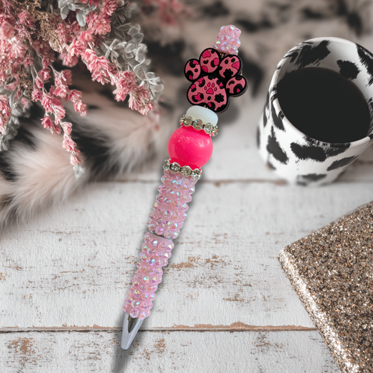 Paw print glitter pen