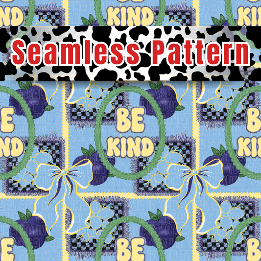 Be Kind Blueberries Seamless Pattern