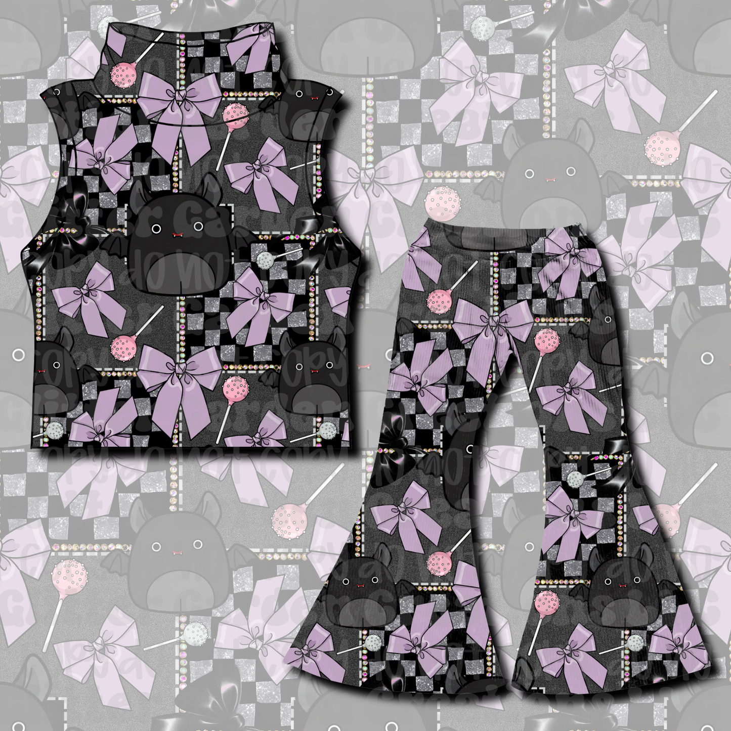 Black Bat Squish Seamless Pattern