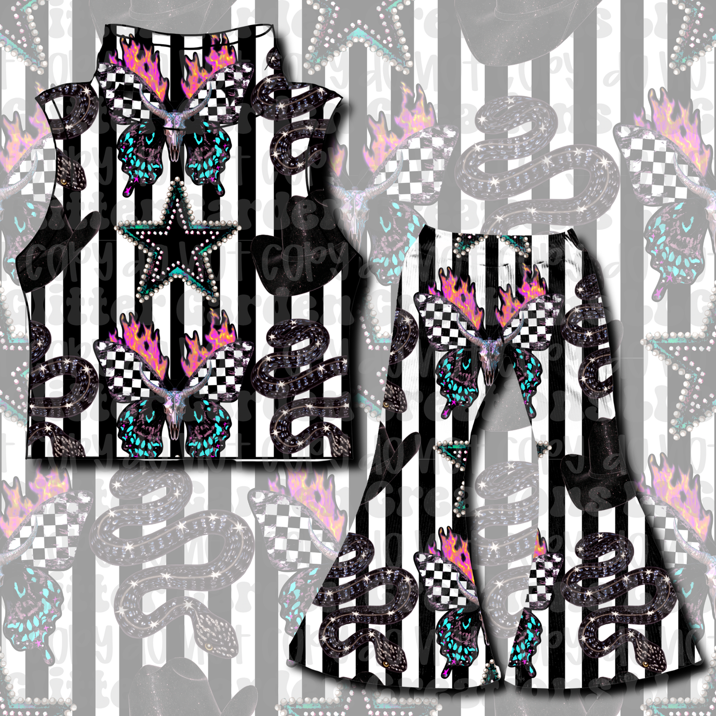 Dark Western Glam Seamless Pattern