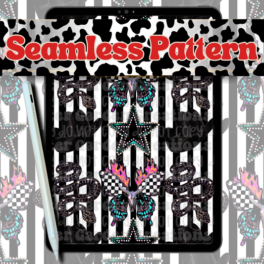 Dark Western Glam Seamless Pattern
